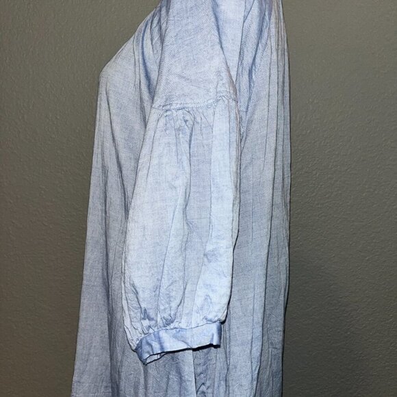AMERICAN HOLIC Japanese Lagenlook Cottagecore Coastal Chambray Shirt Dress EUC M - Picture 4 of 13